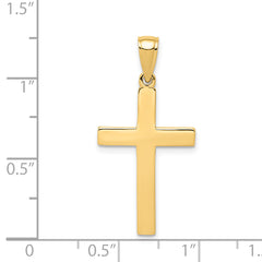 14K Yellow Gold Cross Pendant with Polished Finish Elegant and Solid Design
