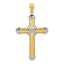 14K And Rhodium Greek Key Cross Pendant