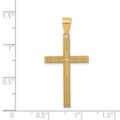 14K Gold Diamond-Cut Latin Cross Pendant with Flat Back Design