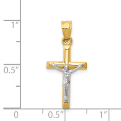 14K Two-Tone Gold Crucifix Charm with Polished Finish Elegant Design