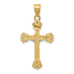 14K Two-Tone Gold Crucifix Pendant with Diamond-Cut Detailing Elegant and Timeless
