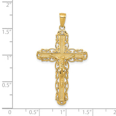 14K Gold Crucifix Pendant Solid Casted Design Elegant Religious Charm