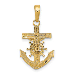 14K Gold Mariners Crucifix Pendant Solid Casted Unisex Elegant Design