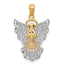 Filigree Angel Pendant in 14K Yellow Gold with Skirt, 28mm Diamond-Cut - Sophia Jewelers