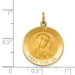 14K Gold Our Lady of Sorrows Medal Pendant Polished Solid Design