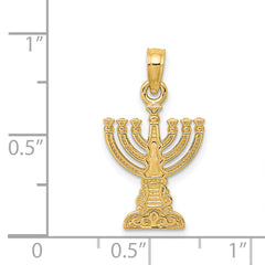 14K Gold Menorah Pendant with Polished Finish Elegant Solid Design