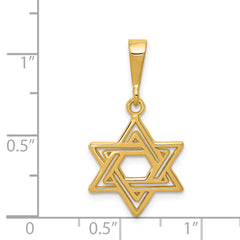14K Gold Star of David Charm, Solid and Elegant