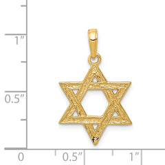 14K Gold Star of David Pendant Solid Casted Elegant Design