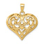 Filigree Puffed Heart Pendant in 14K Yellow Gold, 29mm Diamond-Cut - Sophia Jewelers