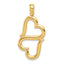 14K Polished Connected Double Hearts Pendant