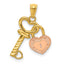 14k Two-tone Heart Lock and Key Pendant