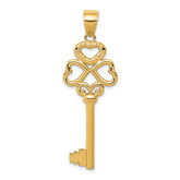 14K Polished 3D Hearts KEY TO MY HEART Key Charm
