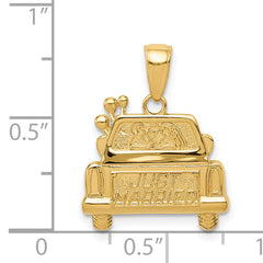 14K Gold Just Married Pendant with Polished and Textured Finish