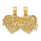 14K BEST FRIEND Breakable Double Hearts Pendant