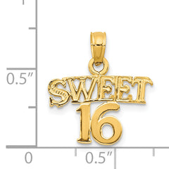 14K Gold Sweet 16 Pendant with Polished Finish Elegant Gift