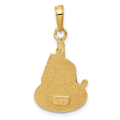 14K Gold Polished Cake Pendant with Candle Birthday Charm Gift