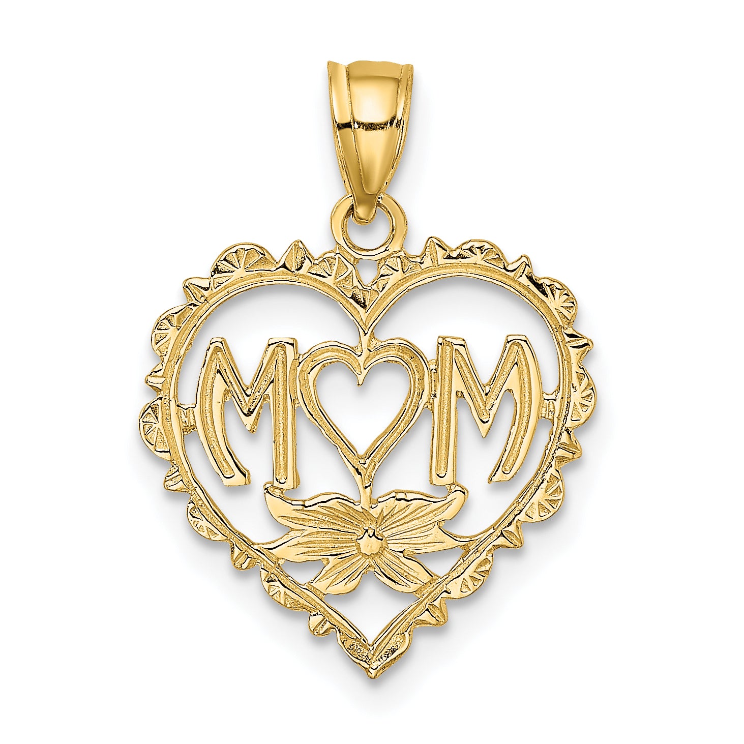 14K MOM in Heart Charm