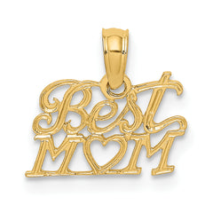 14K BEST MOM with Heart Charm