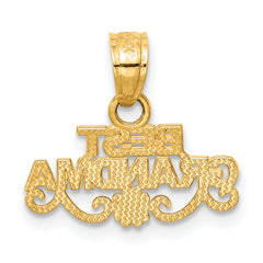 14K Gold BEST GRANDMA Pendant Solid, Casted, Gift-Ready Charm