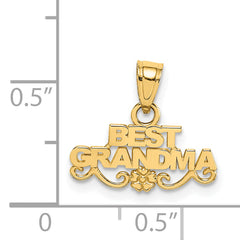 14K Gold BEST GRANDMA Pendant Solid, Casted, Gift-Ready Charm