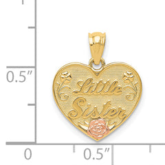 14K Gold Two-Tone Heart Pendant for Little Sister Elegant Keepsake