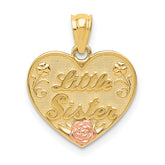 14k Two-tone LITTLE SISTER Heart Pendant