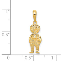 14K Gold Boy with Hands in Pocket Pendant Solid, Textured Back Design