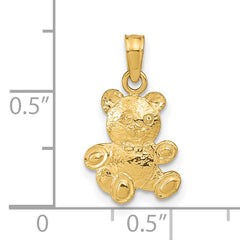 14K Gold Teddy Bear Pendant with Solid Casted Design Charming Gift