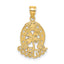 Horseshoe & Clover Good Luck Charm in 14K Yellow Gold, 20mm Textured - Sophia Jewelers