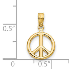 14K Gold Polished Peace Symbol Pendant Solid and Elegant Charm