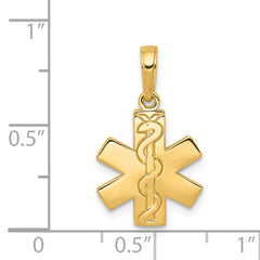 14K Gold Paramedic EMT Pendant with Polished Solid Design