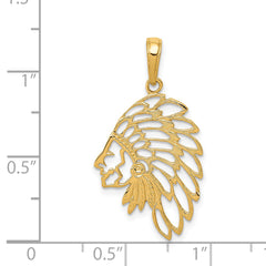 14K Gold Men's Cut-Out Head Dress Pendant with Polished Finish