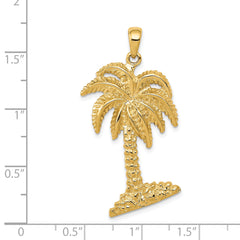 14K Gold Men's Solid Palm Tree Pendant  Bold & Timeless Design