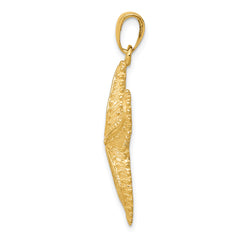 14K Gold Starfish Pendant for Men with Polished Textured Finish