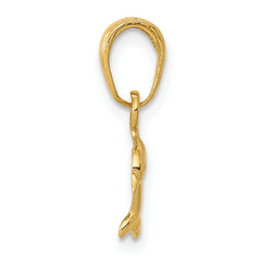 14K Gold Mini Dolphin Pendant with Polished Finish Solid Cast Charm