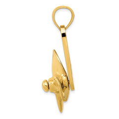 14K Gold Men's Propeller Pendant with Moveable Blades