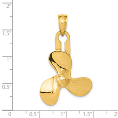 14K Gold Men's Propeller Pendant with Moveable Blades