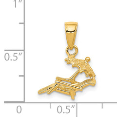14K Yellow Gold 3D Lounge Beach Chair Pendant Solid Cast Design