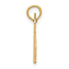 14K Gold School House Pendant with Polished Finish and Textured Back