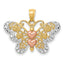 Butterfly & Heart Pendant in 14K Two-Tone Gold, 20mm - Sophia Jewelers