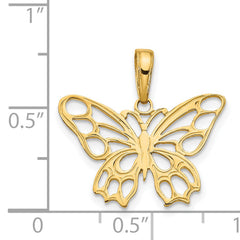 14K Gold Butterfly Cut-Out Pendant with Polished Finish Elegant & Casted Design