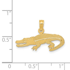 14K Gold Textured Alligator Pendant for Men Solid, Casted Design