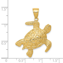 14K Gold Sea Turtle Pendant for Men with Polished Finish