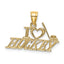 "I Heart Hockey" Charm in 14K Yellow Gold, 12mm Textured - Sophia Jewelers