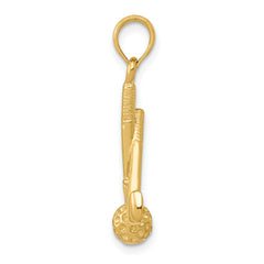 14K Gold 3D Golf Clubs and Ball Pendant Textured, Solid, Luxury Men's Accessory