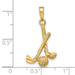 14K Gold 3D Golf Clubs and Ball Pendant Textured, Solid, Luxury Men's Accessory