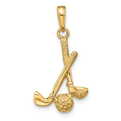14K 3-D Clubs and Ball Pendant