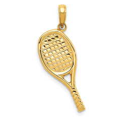 14K Gold 3D Racquetball Pendant with Polished Finish Sport-Inspired Elegance for Men
