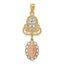 14K Two-Tone w/White Rhodium Lady Guadalupe Cross Pendant