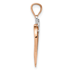 14K Two-Tone Gold Intertwined Hearts Pendant with Polished Diamond-Cut Finish